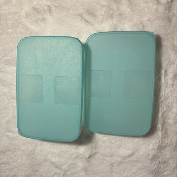 Tupperware 2 Freezer Mates Containers Rectangles 2.75 & 6.5 Cups Blue Vintage - Picture 2 of 3